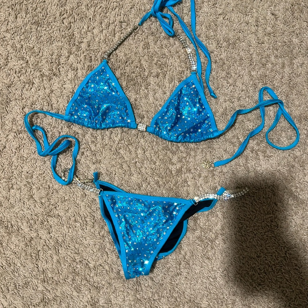 Blue competition bikini